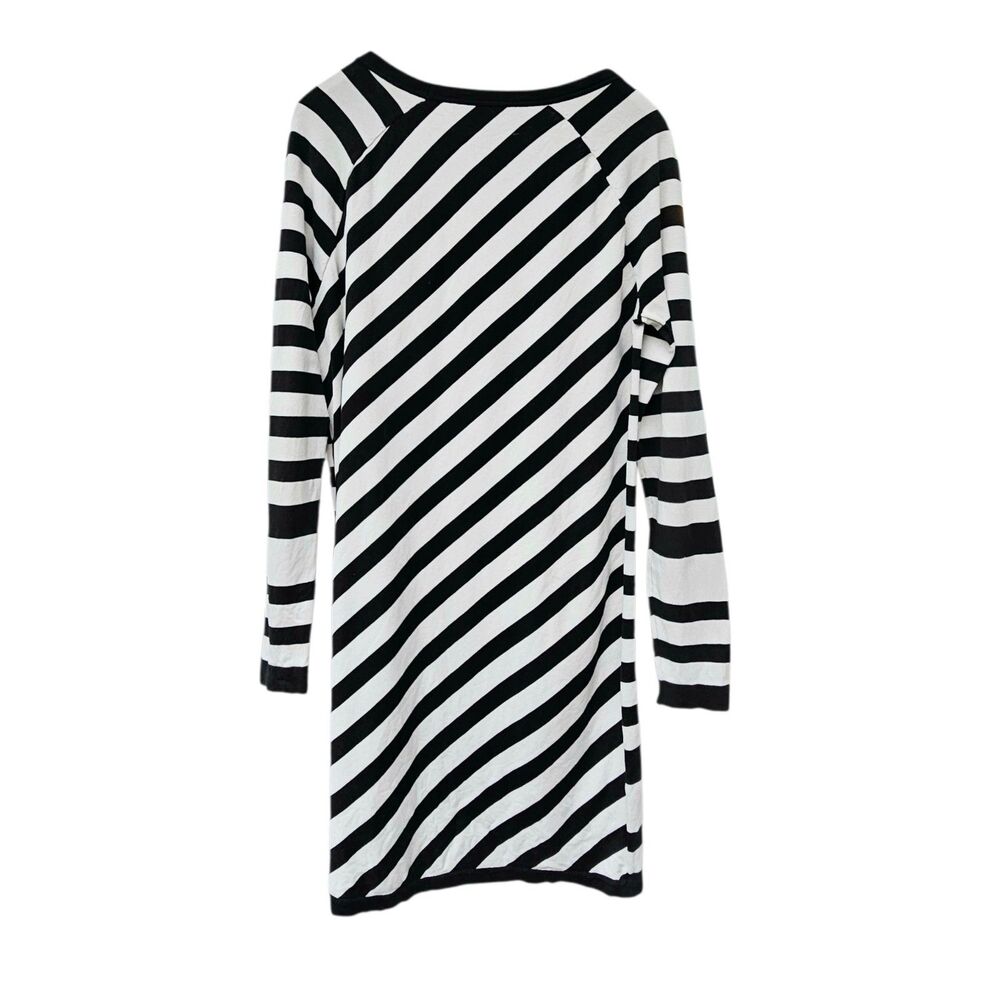 Diane Von Furstenberg Dress Womens Large White Black Stripe Silk Viscose - Picture 2 of 8